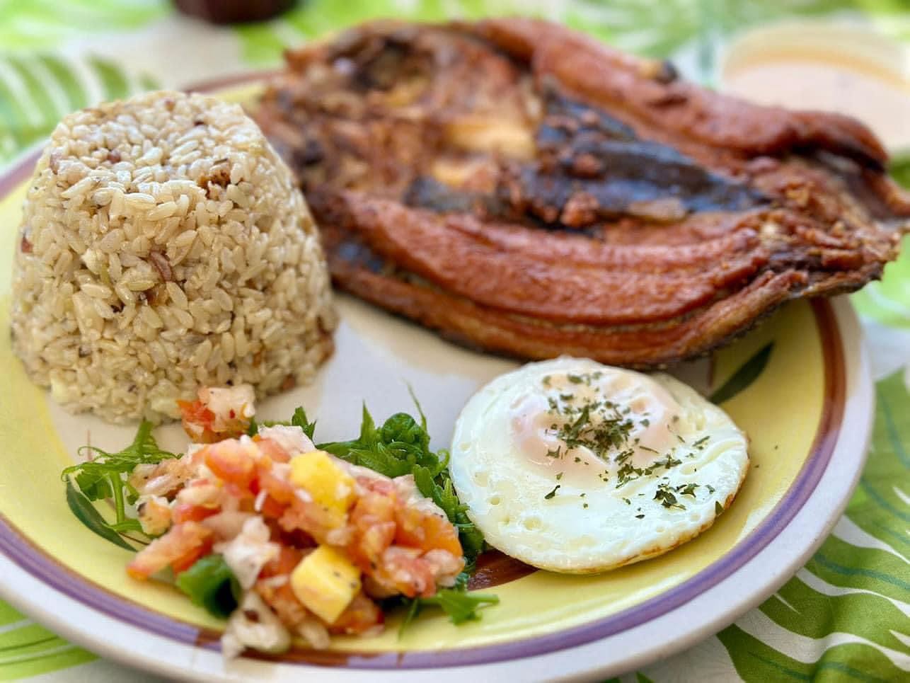 Authentic Filipino breakfast — bangus, garlic rice, egg at Kapusod