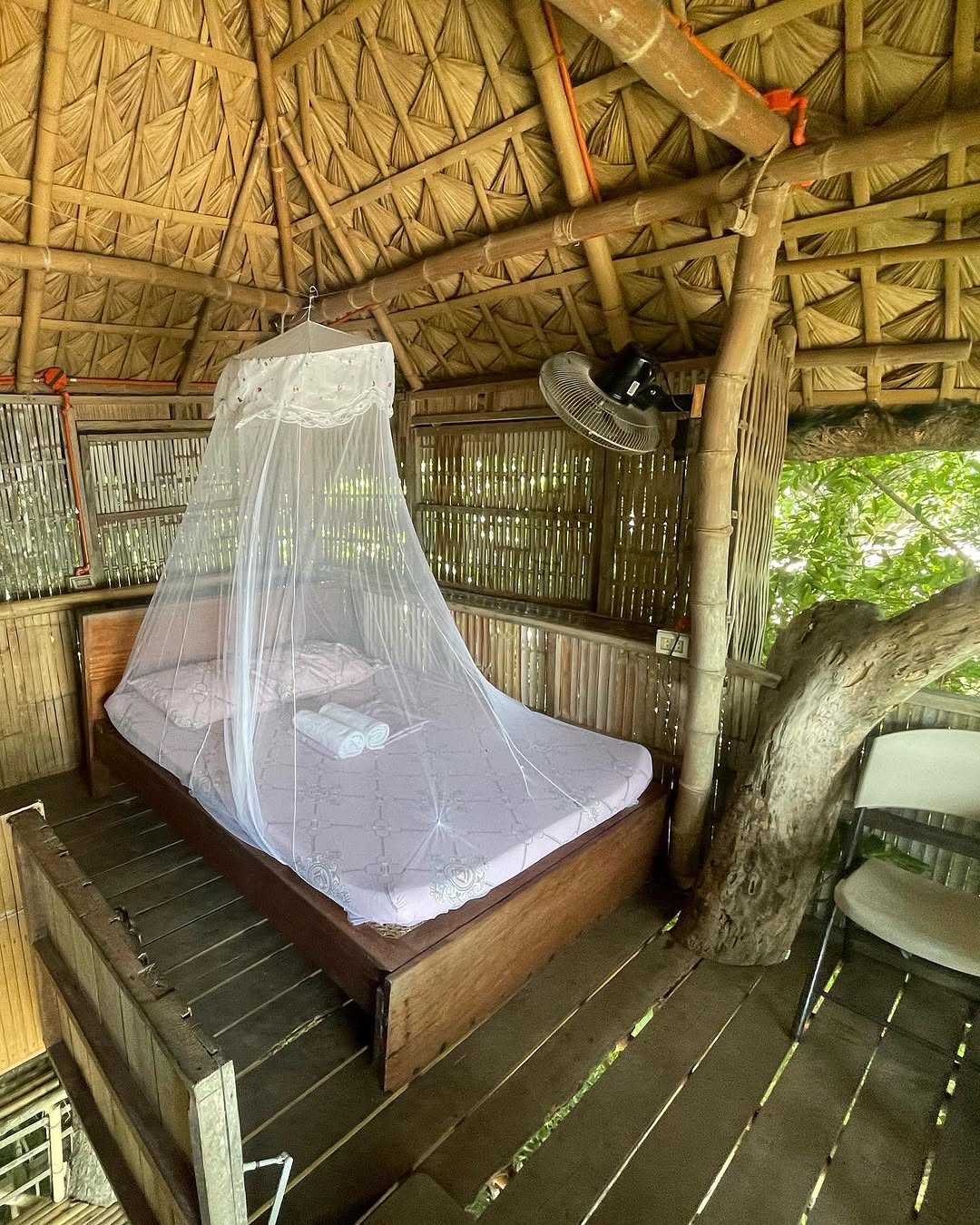 Treehouse accommodation interior at Kapusod
